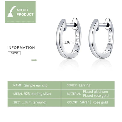 Genuine Sterling Silver Hoop Earrings - Elegant Rose Gold Color - Women’s Fashion jewellery SCE808