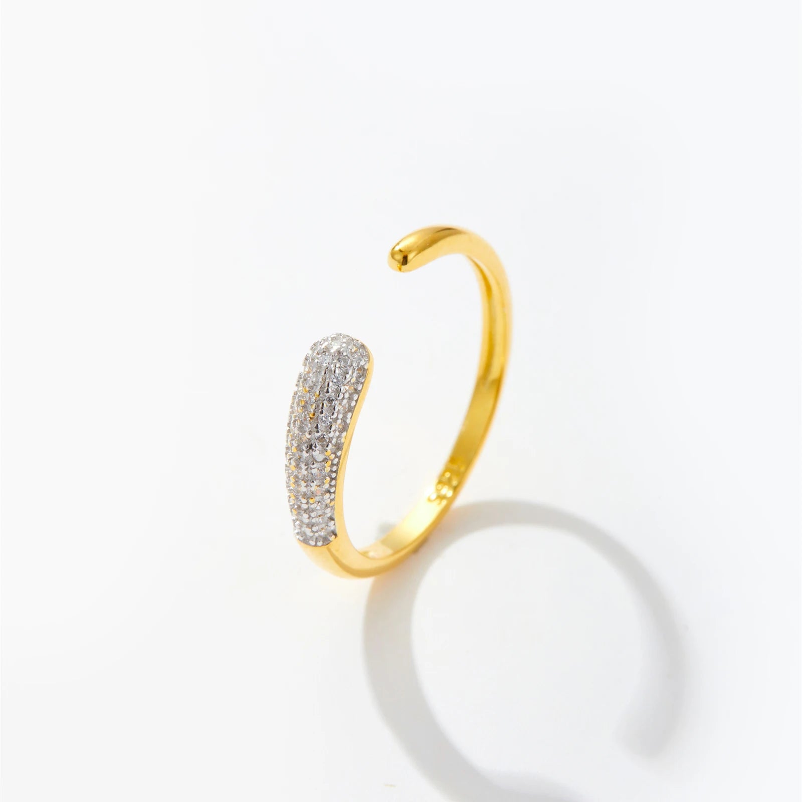 Adjustable Sterling Silver Zircon Ring - Rings