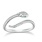 925 Sterling Silver Adjustable Snake Ring With Green Zircon Fashion Jewelry In 4 Colors Rings