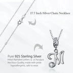 Chic And Timeless 925 Sterling Silver Initial Pendant Necklace | Platinum Plated Vintage Letter A To Z | Women’S Fine