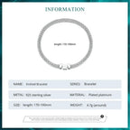 925 Sterling Silver Classic Square Buckle Bracelet Retro Braided Chain Link For Women Platinum Plated Fine Jewelry