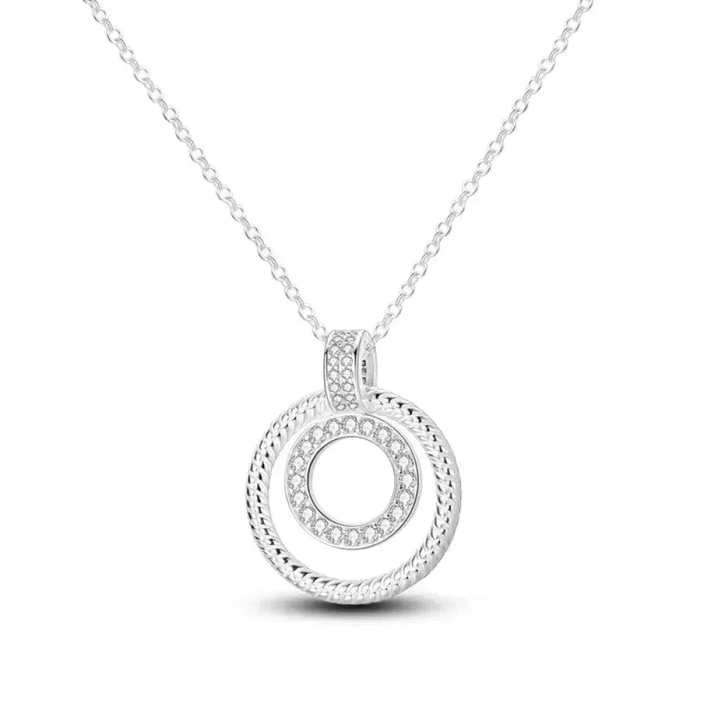 Radiate Timeless Elegance: Round CZ Pendant Necklace (925 Sterling Silver) - Kjn011 - Necklaces