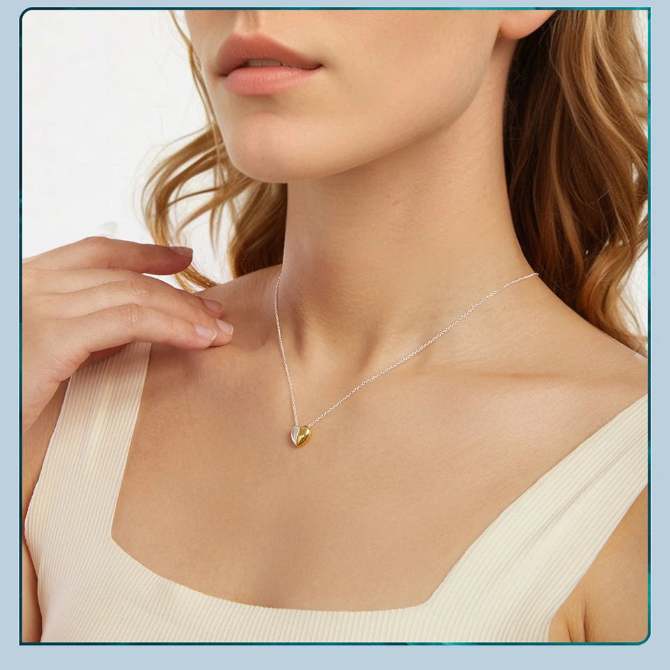 Gold Plated Heart Pendant Necklace for Women - 925 Sterling Silver Couple jewellery - Necklaces