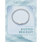 925 Sterling Silver Classic Square Buckle Bracelet Retro Braided Chain Link For Women Platinum Plated Fine Jewelry