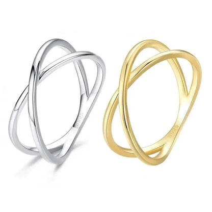 Breathtaking 14K Gold Plated X Ring - Elegant Minimalist 925 Sterling Silver Cross for Women - Promise jewellery SCR543
