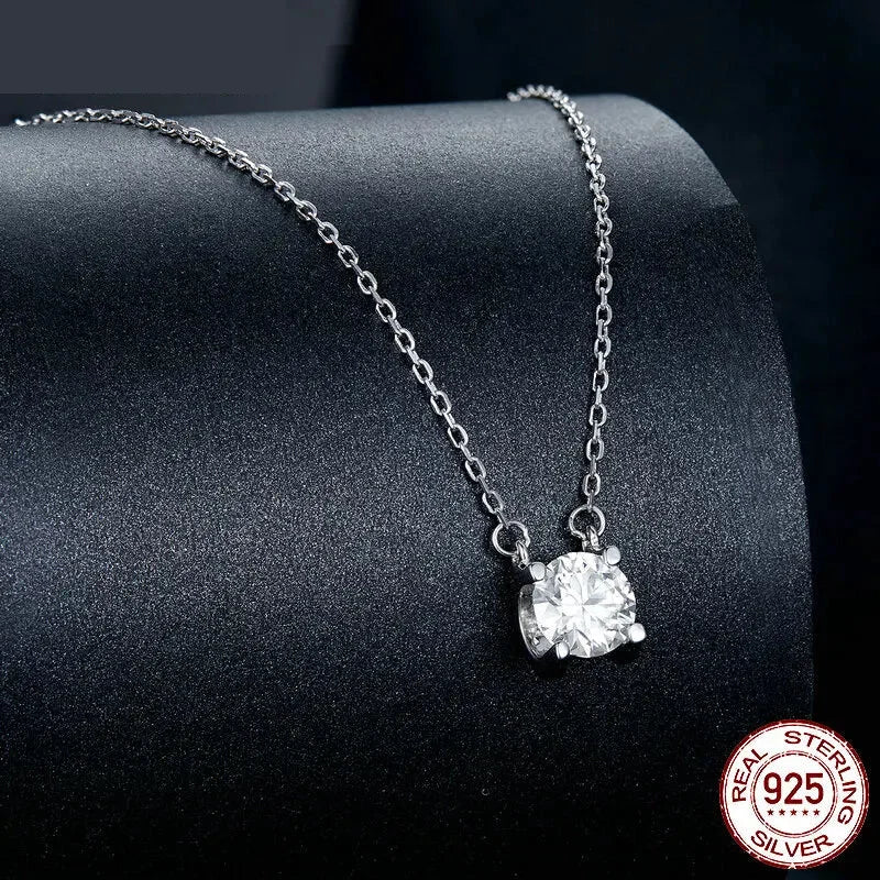 Radiant 1ct Moissanite Sterling Silver Pendant Necklace - Necklaces