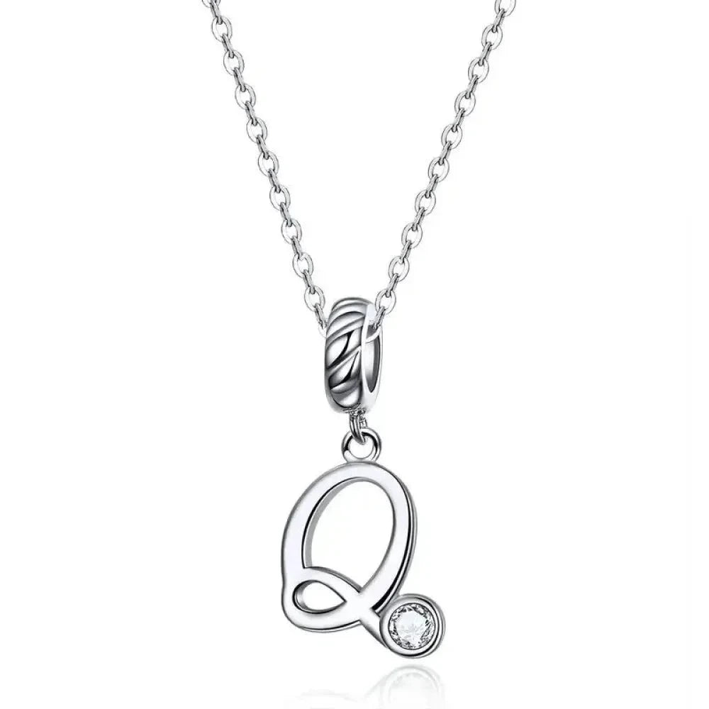 Chic and Timeless 925 Sterling Silver Initial Pendant Necklace | Platinum Plated Vintage Letter A to Z | Women’s Fine
