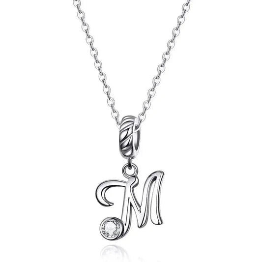 Chic and Timeless 925 Sterling Silver Initial Pendant Necklace | Platinum Plated Vintage Letter A to Z | Women’s Fine