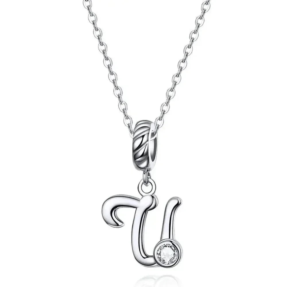 Chic and Timeless 925 Sterling Silver Initial Pendant Necklace | Platinum Plated Vintage Letter A to Z | Women’s Fine