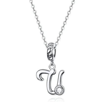 Chic and Timeless 925 Sterling Silver Initial Pendant Necklace | Platinum Plated Vintage Letter A to Z | Women’s Fine