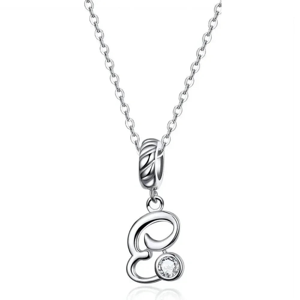 Chic and Timeless 925 Sterling Silver Initial Pendant Necklace | Platinum Plated Vintage Letter A to Z | Women’s Fine