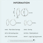 14K White Gold Plated 925 Sterling Silver Hoop Earrings Stylish And Hypoallergenic Jewelry For Women