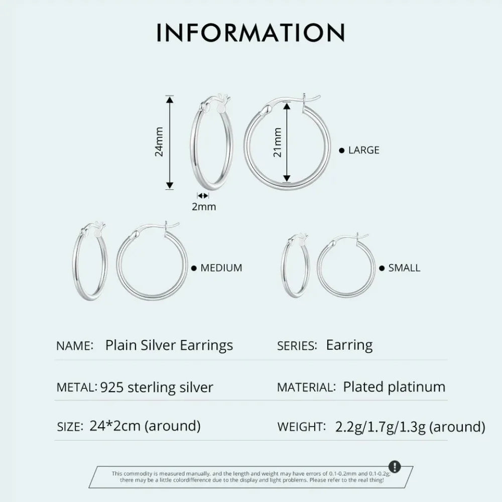 14K White Gold-Plated 925 Sterling Silver Hoop Earrings - Stylish and Hypoallergenic jewellery for Women