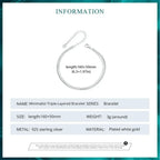 Delicate Elegance: Triple Layered White Gold Plated Bracelet in 925 Sterling Silver Bracelets