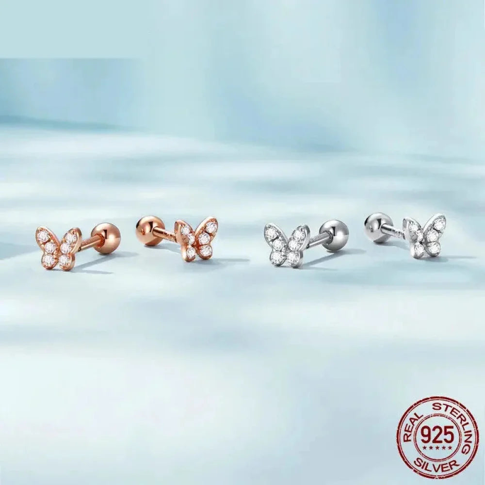 925 Sterling Silver Star and Butterfly Stud Earrings - Delicate Fine jewellery