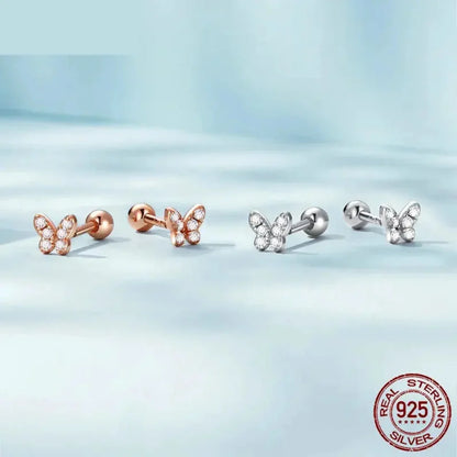 925 Sterling Silver Star and Butterfly Stud Earrings - Delicate Fine jewellery
