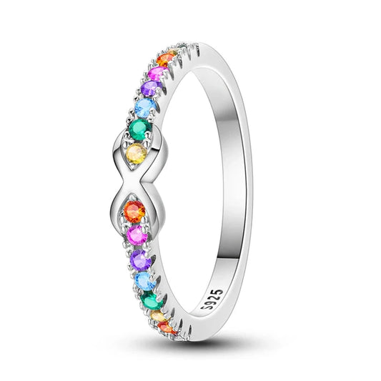 Rainbow Infinity Sterling Silver Ring - 8 - Rings