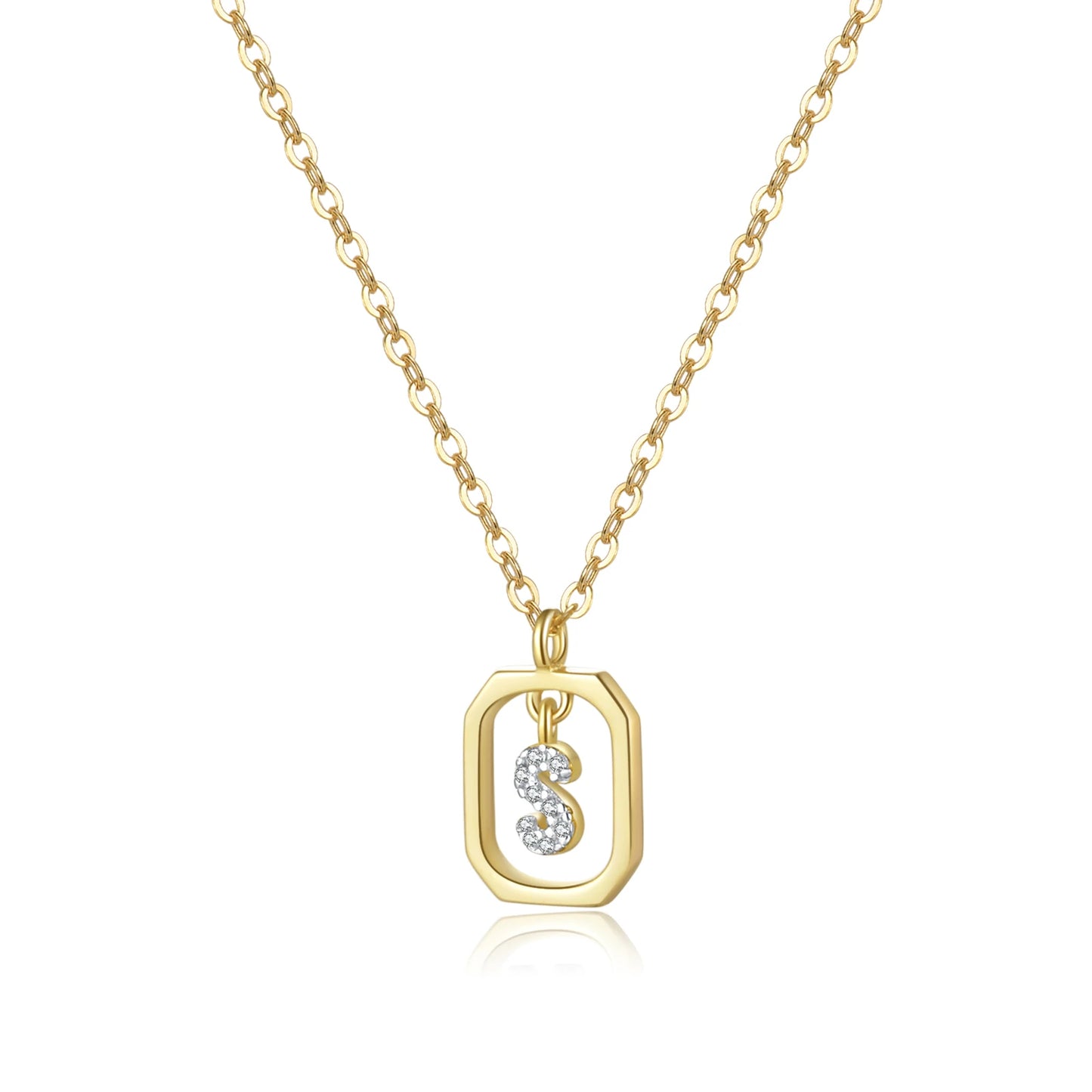 Personalized Initial Sterling Silver Pendant Necklace - Gold S - Necklaces