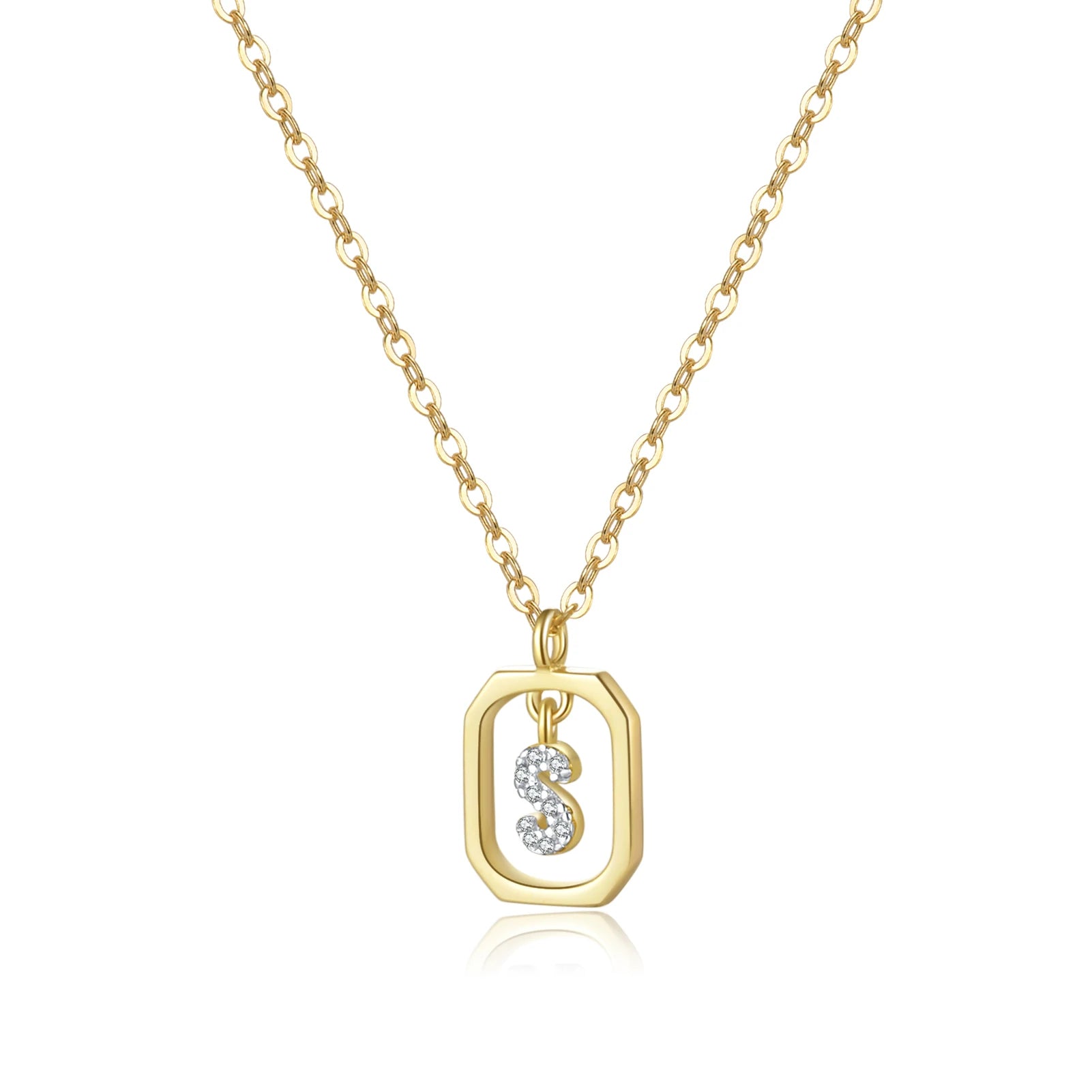 Personalized Initial Sterling Silver Pendant Necklace - Gold S - Necklaces