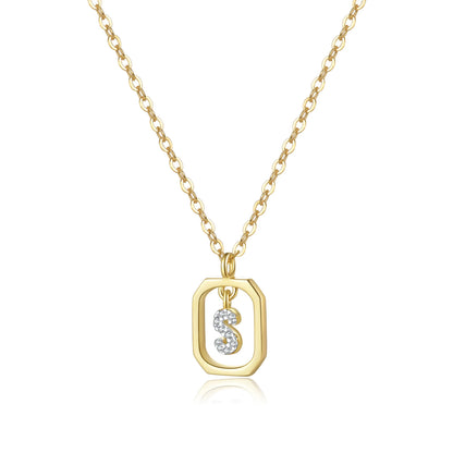 Personalized Initial Sterling Silver Pendant Necklace - Gold S - Necklaces