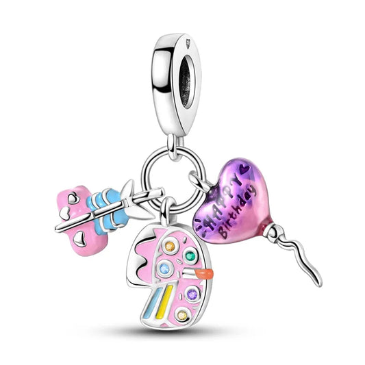 Festive Fun Sterling Silver Birthday Charm - Charms
