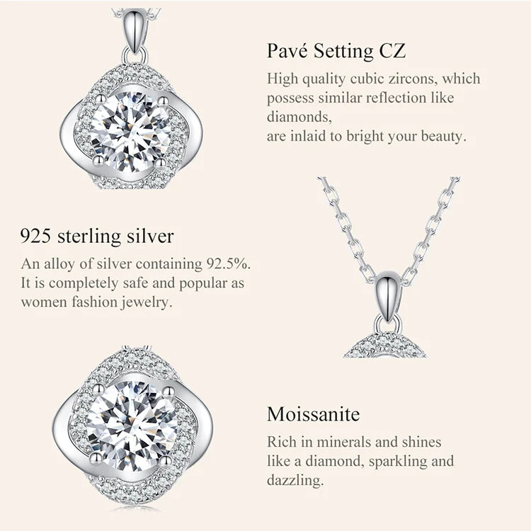 Lucky Clover 1ct Moissanite Sterling Silver Pendant Necklace - Necklaces