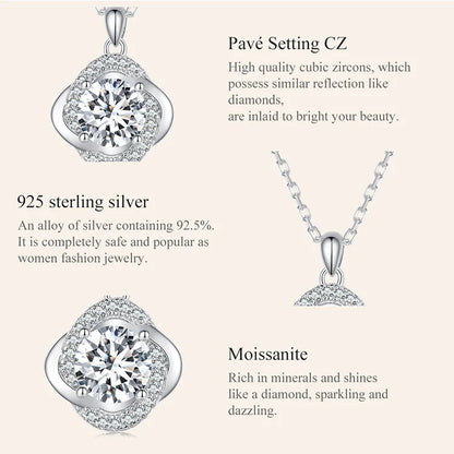 Lucky Clover 1ct Moissanite Sterling Silver Pendant Necklace - Necklaces