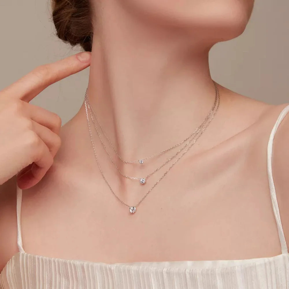 Gorgeous Shiny Choker - 925 Sterling Silver Geometric Cut Zircon Pendant Necklace - Necklaces