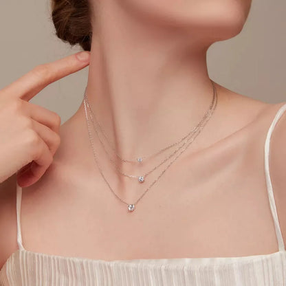 Gorgeous Shiny Choker - 925 Sterling Silver Geometric Cut Zircon Pendant Necklace - Necklaces