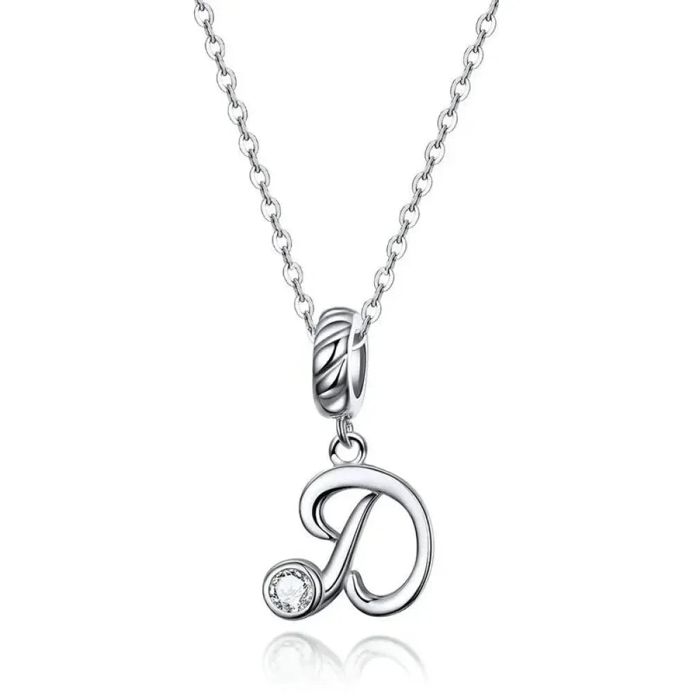 Chic and Timeless 925 Sterling Silver Initial Pendant Necklace | Platinum Plated Vintage Letter A to Z | Women’s Fine
