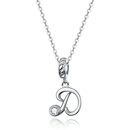 Chic and Timeless 925 Sterling Silver Initial Pendant Necklace | Platinum Plated Vintage Letter A to Z | Women’s Fine