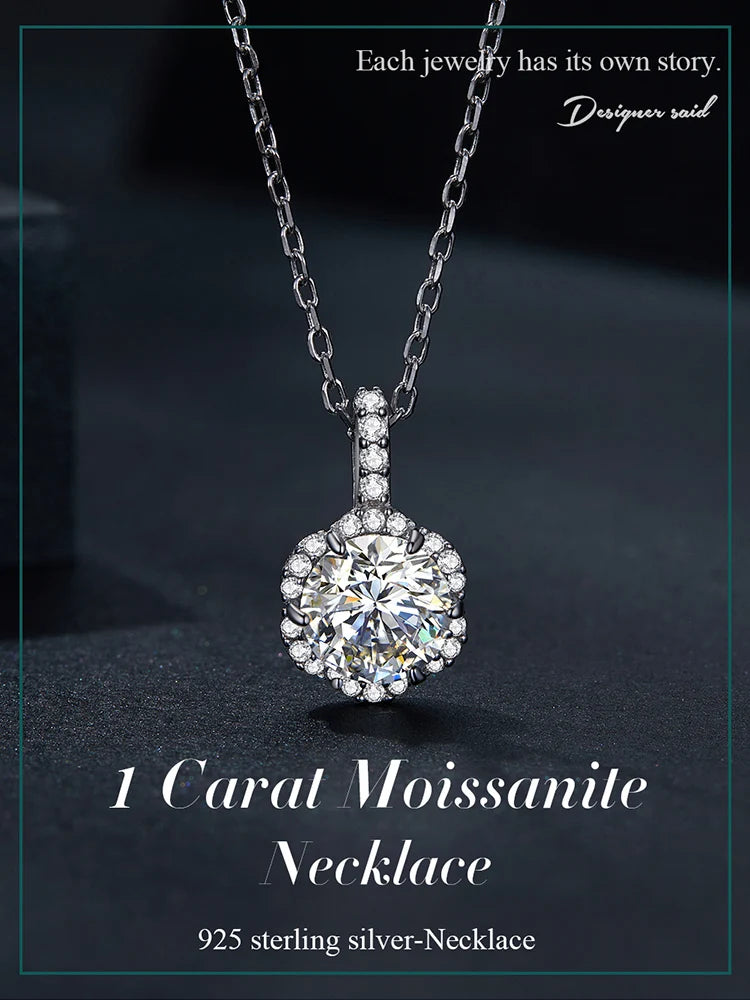 Petal Perfection 1ct Moissanite Sterling Silver Pendant Necklace - Necklaces