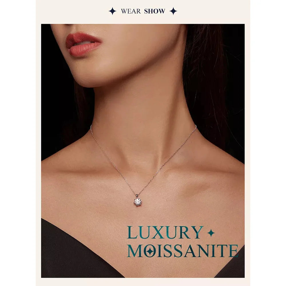 Stunning 1 Carat Moissanite Pendant Necklace | 925 Sterling Silver | Wedding & Bridal Fine Jewelry Necklaces
