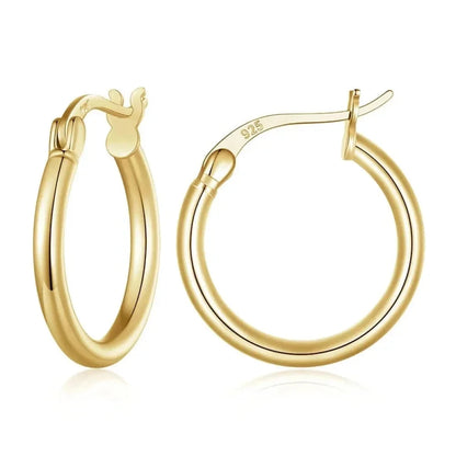 14K White Gold-Plated 925 Sterling Silver Hoop Earrings - Stylish and Hypoallergenic jewellery for Women - Gold - 18Mm