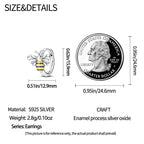 Dazzling Bee Sterling Silver Hoop Earrings