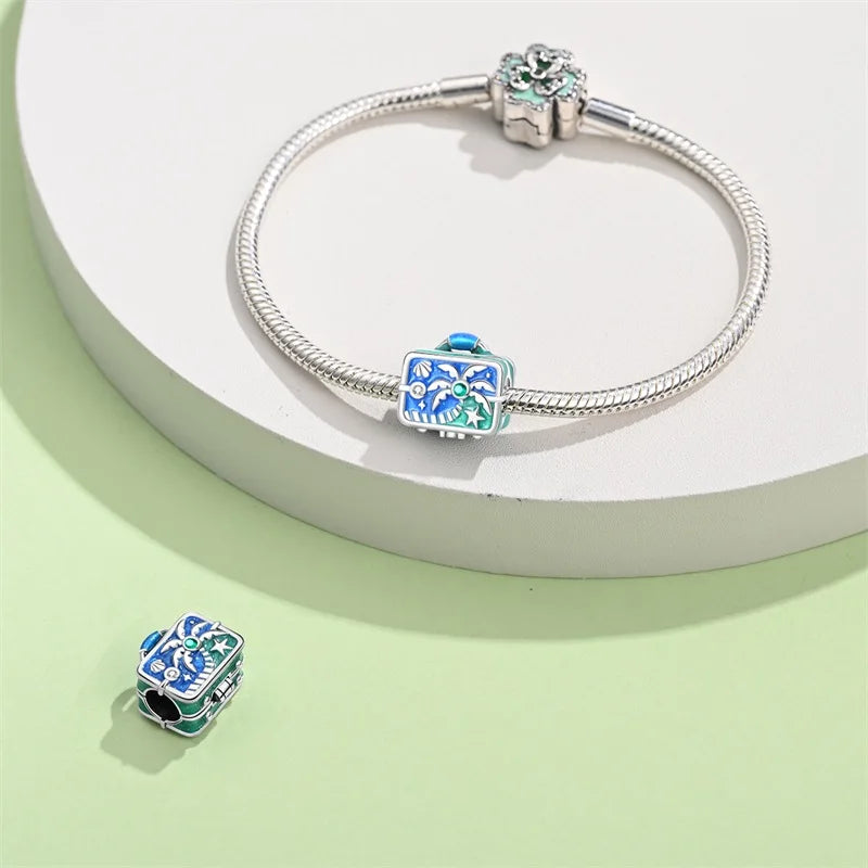 Beach Paradise Sterling Silver Suitcase Charm - Charms