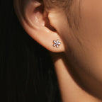 925 Sterling Silver Colorful Enamel Flower Stud Earrings Minimalist & Cute