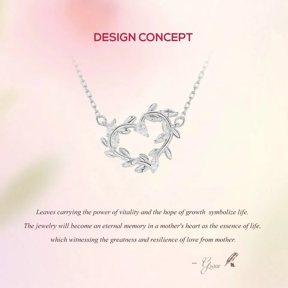 Infinite Love: White Gold Plated Leaves Heart Sterling Silver Necklace - Necklaces