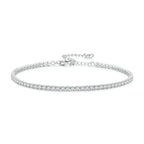 Exquisite 925 Sterling Silver Adjustable Tennis Bracelet Platinum Plated With Clear 3Mm Cubic Zirconia Bracelets