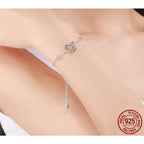 Sterling Silver Dancing Bee Bracelet With Crystal Women’S Chain Link Bracelets
