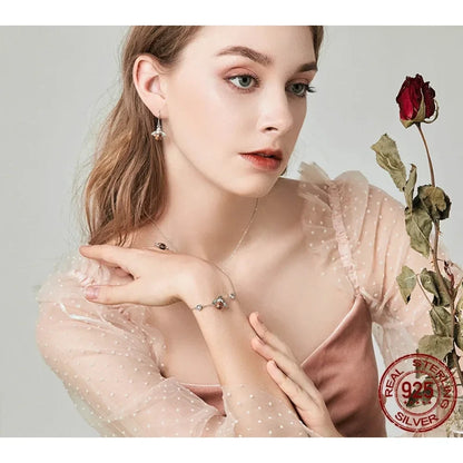 Sterling Silver Dancing Bee Bracelet with Crystal - Women’s Chain Link - Bracelets