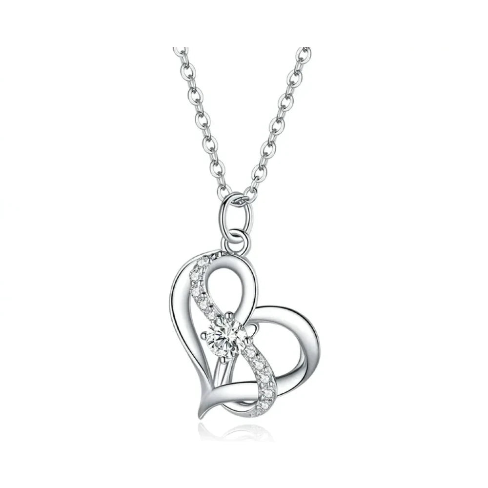 Sterling Silver Forever Love Heart Pendant Necklace With Cubic Zirconia Women’S Necklaces