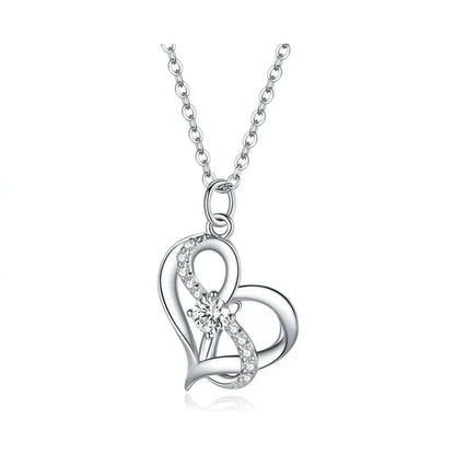 Sterling Silver Forever Love Heart Pendant Necklace with Cubic Zirconia - Women’s - Necklaces