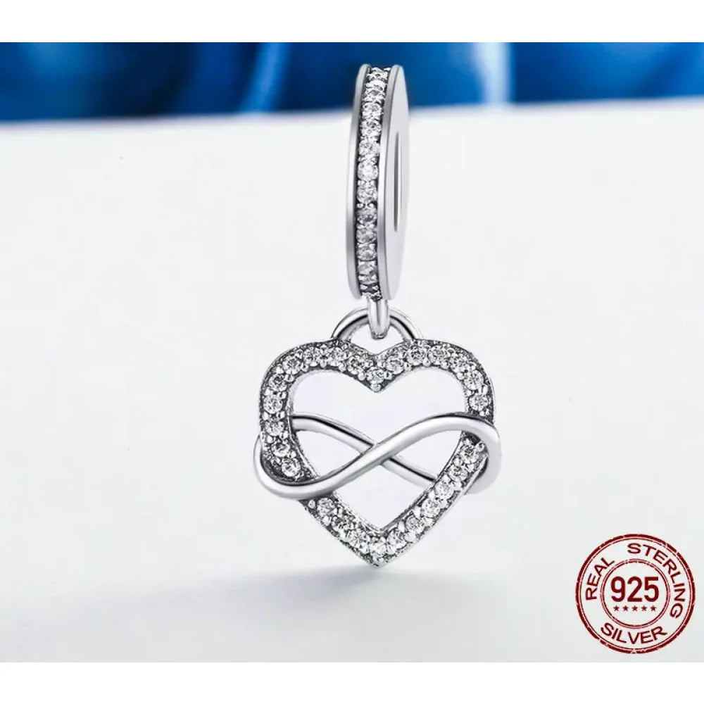 Sterling Silver Infinity Heart Dangle Charm - Endless Love for Your Bracelet - Charms