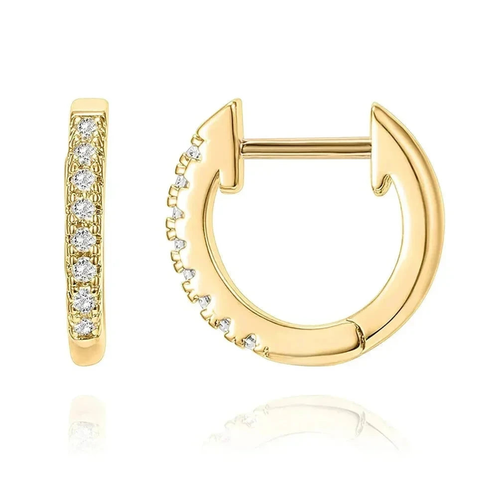 14K Gold Plated 925 Sterling Silver Cubic Zirconia Cuff Earrings - Trendy and Chic - Sce498 / 8 Mm