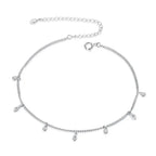 Authentic 925 Sterling Silver Minimalism Tassel Chain Anklet for Women Anklets