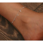 Authentic 925 Sterling Silver Minimalism Tassel Chain Anklet for Women Anklets