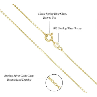 Authentic Gold Color 925 Sterling Silver Basic Cable Chain Necklace - SCA016 - Necklaces