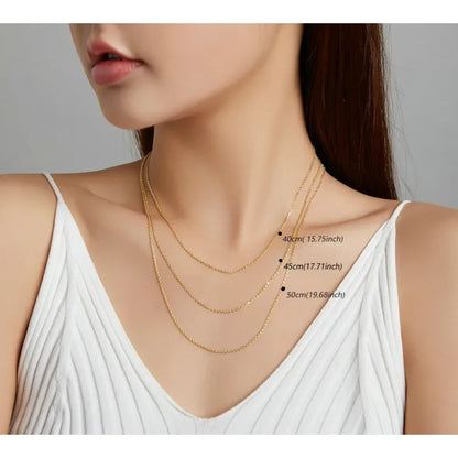Authentic Gold Color 925 Sterling Silver Basic Cable Chain Necklace - SCA016 - Necklaces