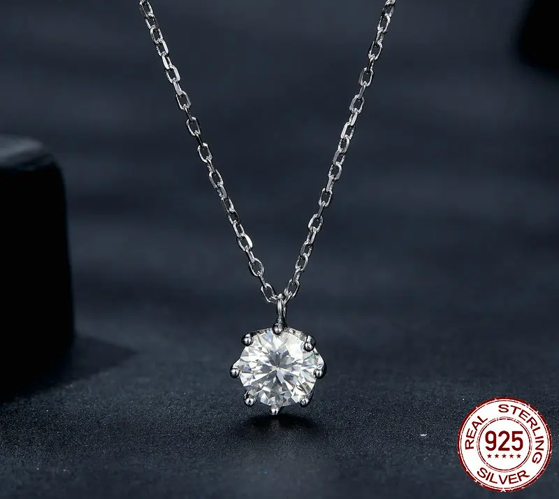 Dazzling 0.8ct Moissanite Sterling Silver Pendant Necklace - Necklaces